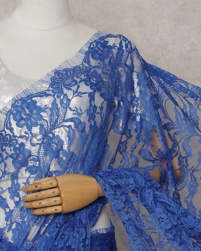 Royal Blue French Chantilly Lace Saree