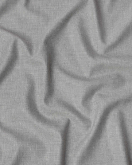 قماش كتان رمادي فاتح مخلوط بتصميم سادة، عرض 140 سم، الهند - D25547