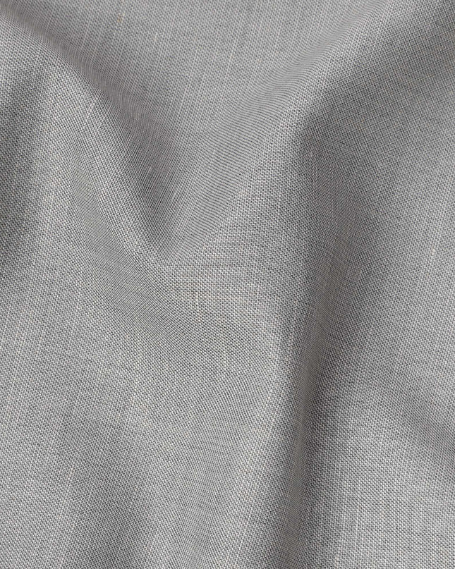 Light Grey Blended Linen Fabric Plain Solid Design, 140 Cms Width, India-D25547