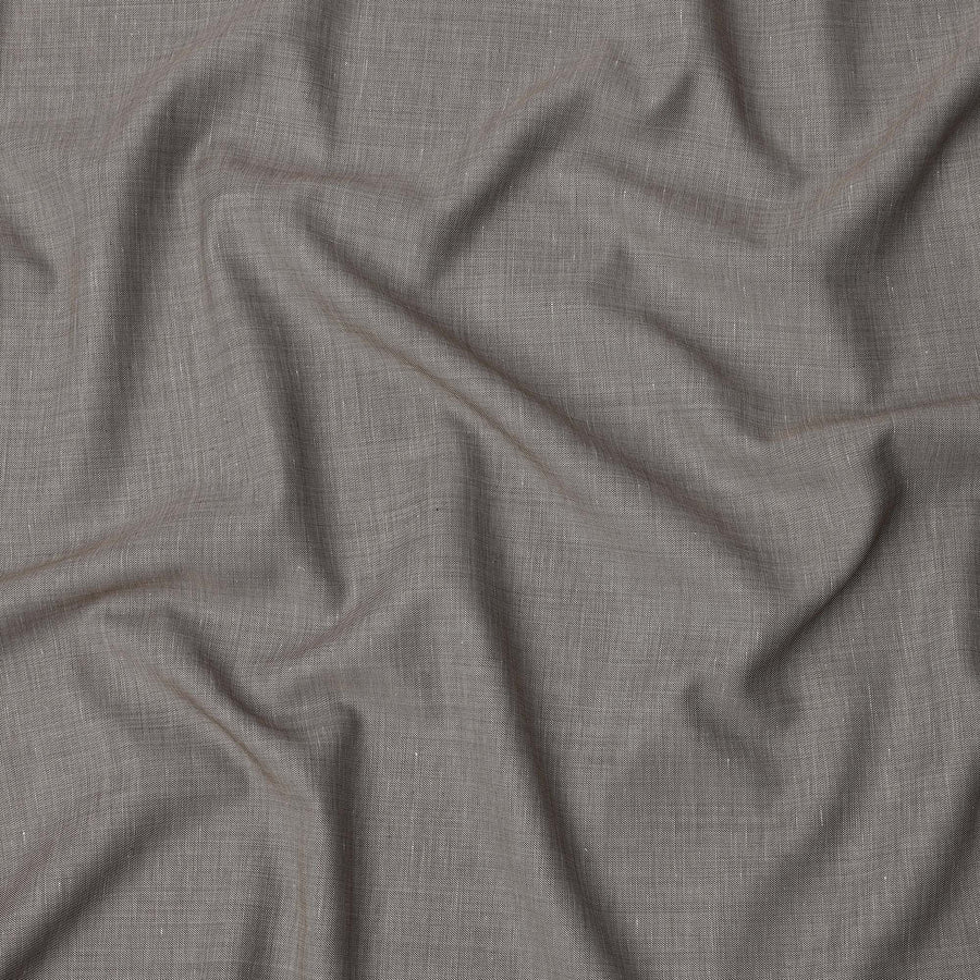 قماش كتان بني فاتح مخلوط بتصميم سادة، عرض 140 سم، الهند - D25543