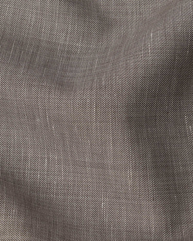 Light Brown Blended Linen Fabric Plain Solid Design, 140 Cms Width, India-D25543