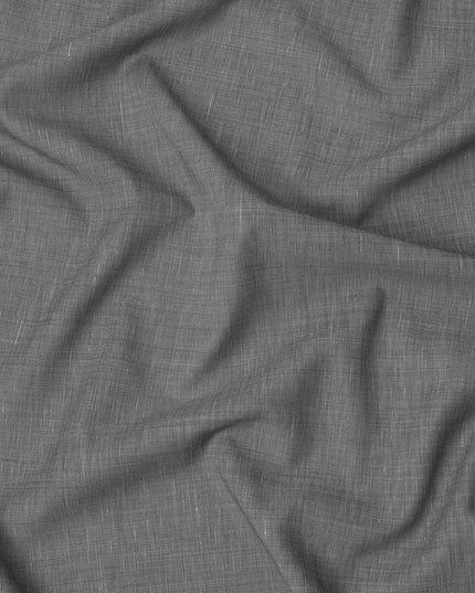 قماش كتان رمادي داكن مخلوط بتصميم سادة، عرض 140 سم، الهند - D25546