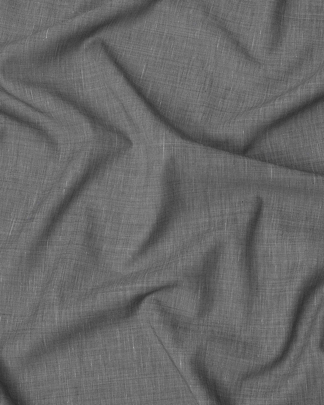Slate Grey Blended Linen Fabric Plain Solid Design, 140 Cms Width, India-D25546