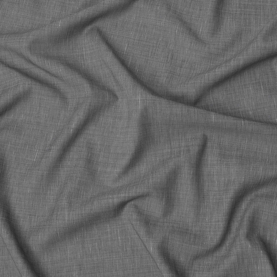 قماش كتان رمادي داكن مخلوط بتصميم سادة، عرض 140 سم، الهند - D25546