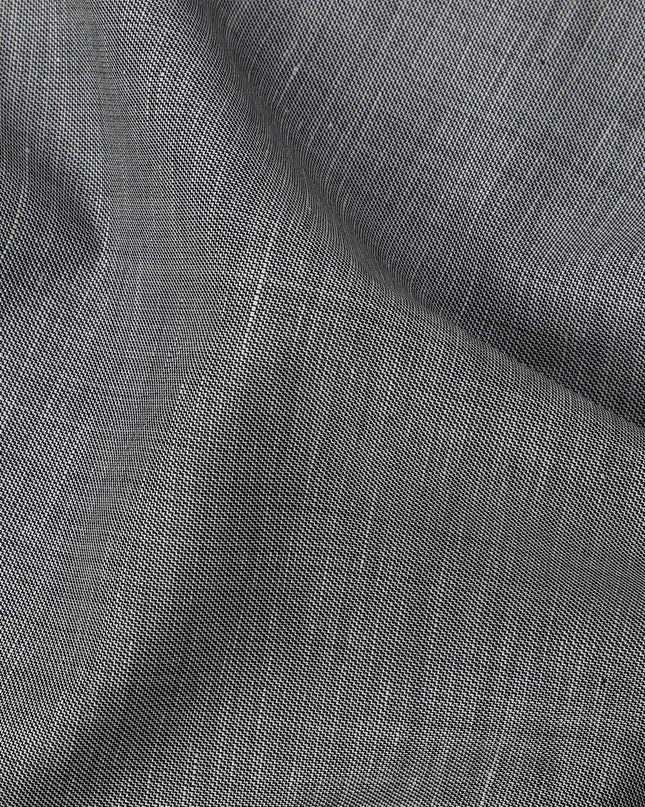 Slate Grey Blended Linen Fabric Plain Solid Design, 140 Cms Width, India-D25546