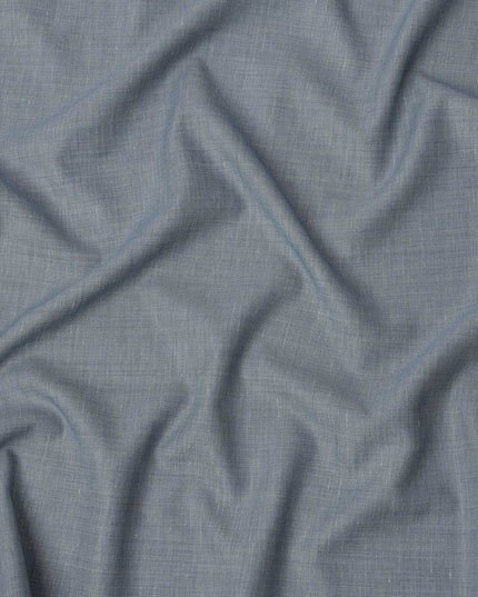 قماش كتان أزرق فولاذي مخلوط بتصميم سادة، عرض 140 سم، الهند - D25544