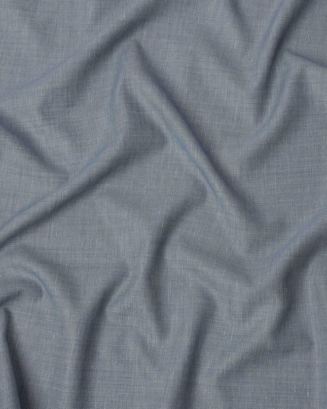 Steel Blue Blended Linen Fabric Plain Solid Design, 140 Cms Width, India-D25544