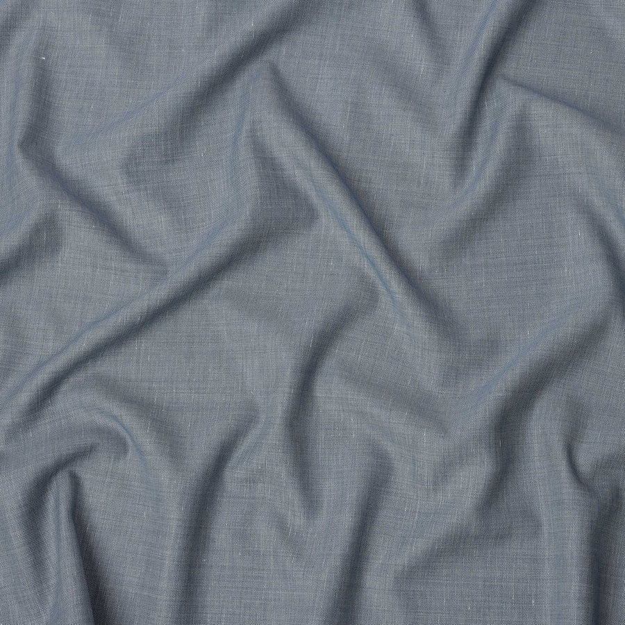 قماش كتان أزرق فولاذي مخلوط بتصميم سادة، عرض 140 سم، الهند - D25544