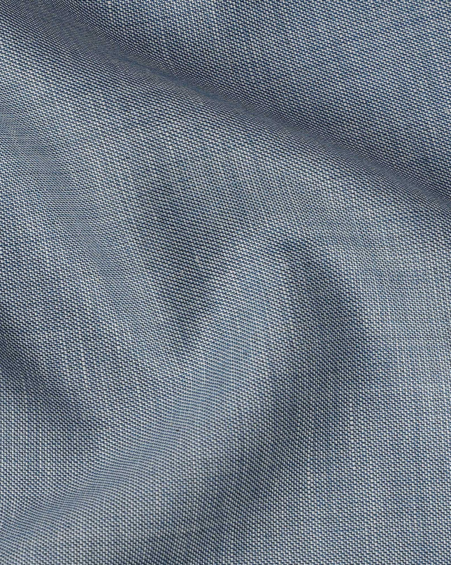 Steel Blue Blended Linen Fabric Plain Solid Design, 140 Cms Width, India-D25544