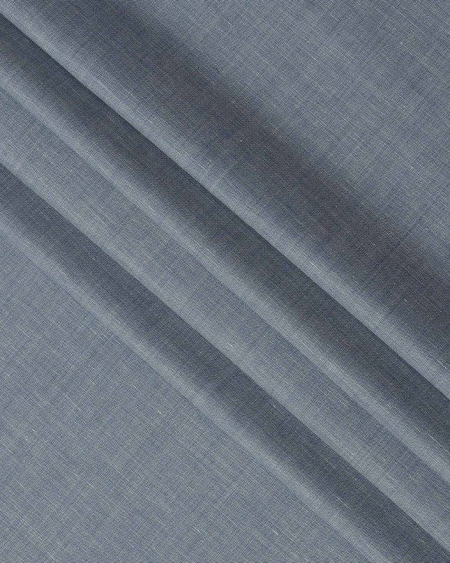 Steel Blue Blended Linen Fabric Plain Solid Design, 140 Cms Width, India-D25544