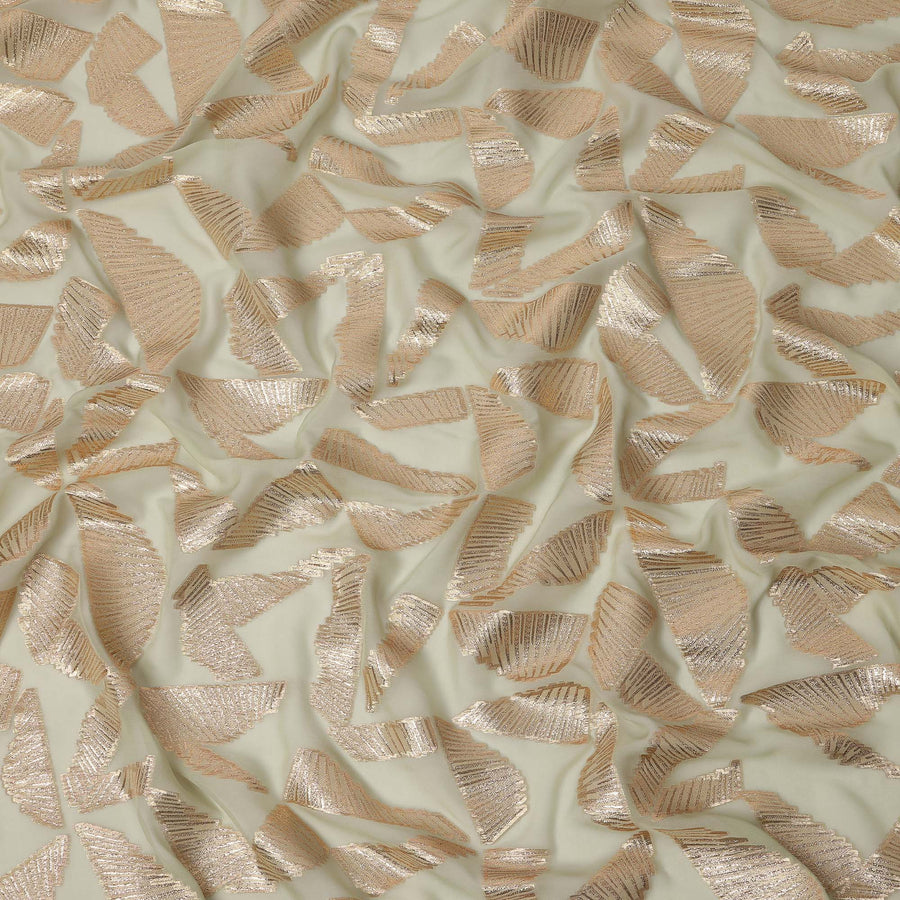 Sage Green Abstract Pattern Silk Chiffon Fabric with Metallic Lurex, 110 Cms, South Korea-D25506