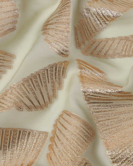 Sage Green Abstract Pattern Silk Chiffon Fabric with Metallic Lurex, 110 Cms, South Korea-D25506