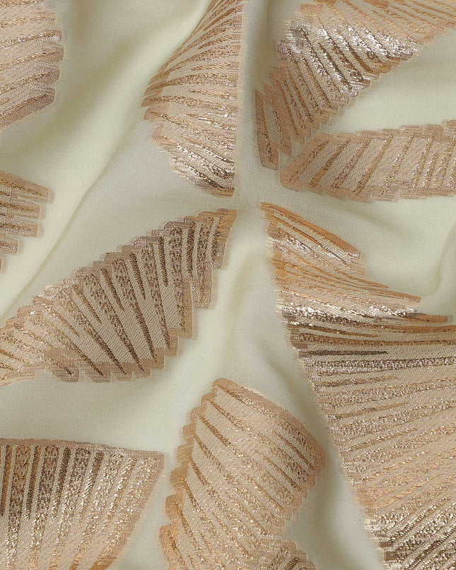 Sage Green Abstract Pattern Silk Chiffon Fabric with Metallic Lurex, 110 Cms, South Korea-D25506