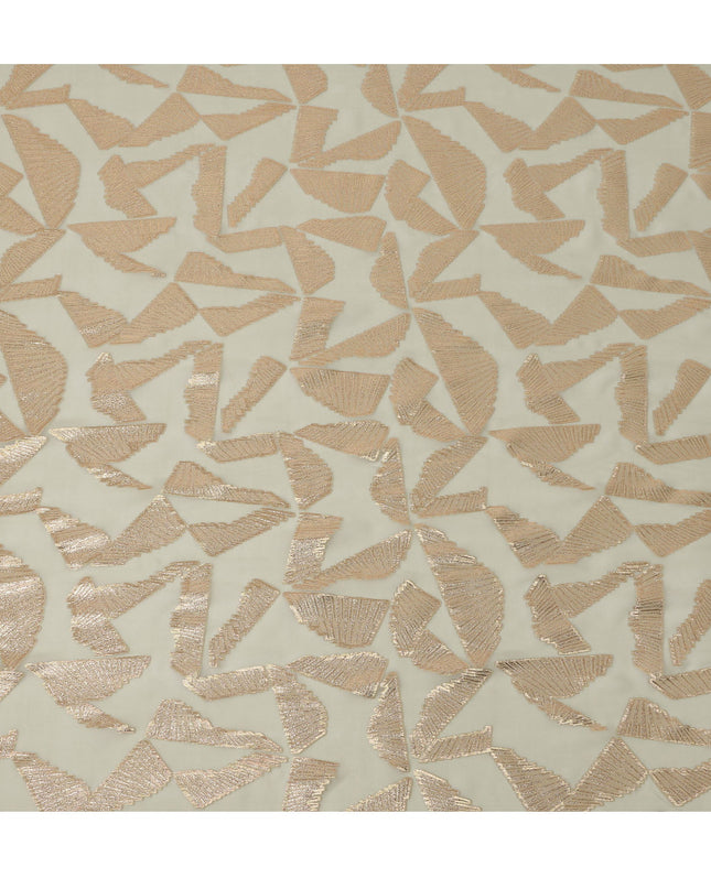 Sage Green Abstract Pattern Silk Chiffon Fabric with Metallic Lurex, 110 Cms, South Korea-D25506