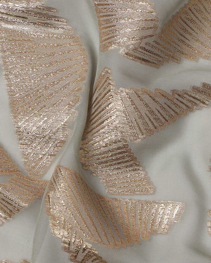 Grey Abstract Pattern Silk Chiffon Fabric with Metallic Lurex, 110 Cms, South Korea-D25508