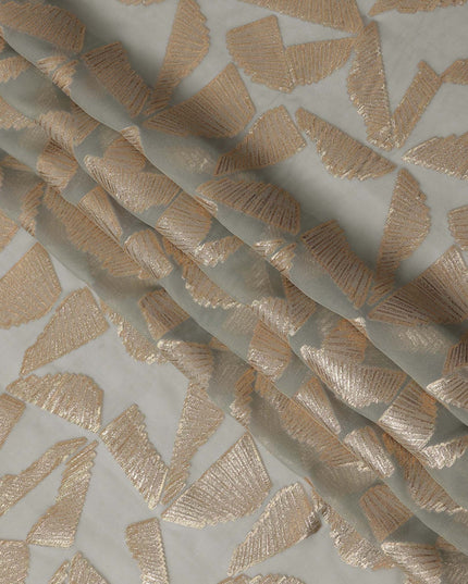 Grey Abstract Pattern Silk Chiffon Fabric with Metallic Lurex, 110 Cms, South Korea-D25508