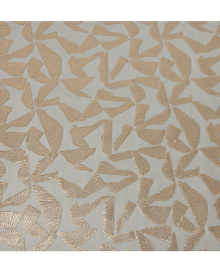 Grey Abstract Pattern Silk Chiffon Fabric with Metallic Lurex, 110 Cms, South Korea-D25508