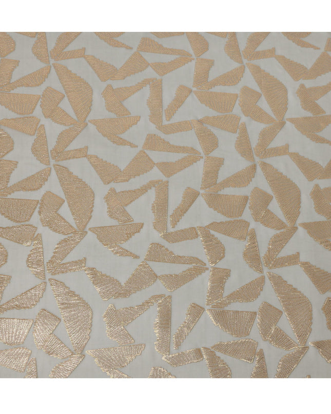 Grey Abstract Pattern Silk Chiffon Fabric with Metallic Lurex, 110 Cms, South Korea-D25508