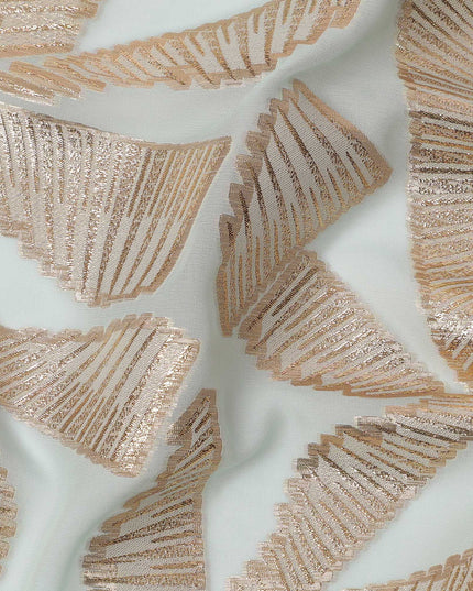 Light Blue Abstract Pattern Silk Chiffon Fabric with Metallic Lurex, 110 Cms, South Korea-D25507