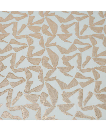 Light Blue Abstract Pattern Silk Chiffon Fabric with Metallic Lurex, 110 Cms, South Korea-D25507