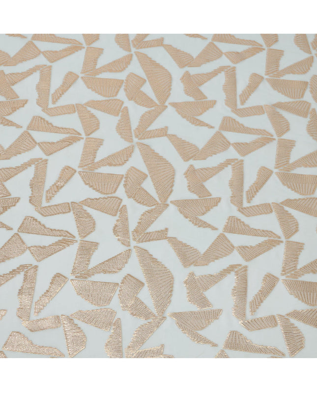 Light Blue Abstract Pattern Silk Chiffon Fabric with Metallic Lurex, 110 Cms, South Korea-D25507