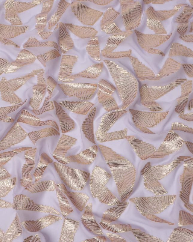 Lavender Abstract Pattern Silk Chiffon Fabric with Metallic Lurex, 110 Cms, South Korea-D25510