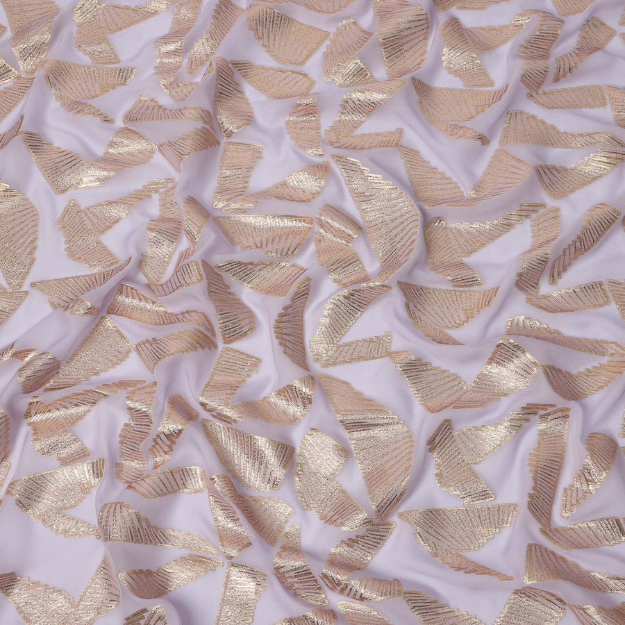 Lavender Abstract Pattern Silk Chiffon Fabric with Metallic Lurex, 110 Cms, South Korea-D25510