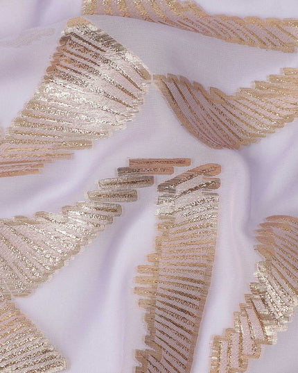 Lavender Abstract Pattern Silk Chiffon Fabric with Metallic Lurex, 110 Cms, South Korea-D25510