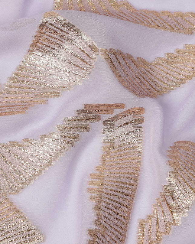 Lavender Abstract Pattern Silk Chiffon Fabric with Metallic Lurex, 110 Cms, South Korea-D25510