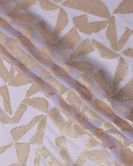 Lavender Abstract Pattern Silk Chiffon Fabric with Metallic Lurex, 110 Cms, South Korea-D25510