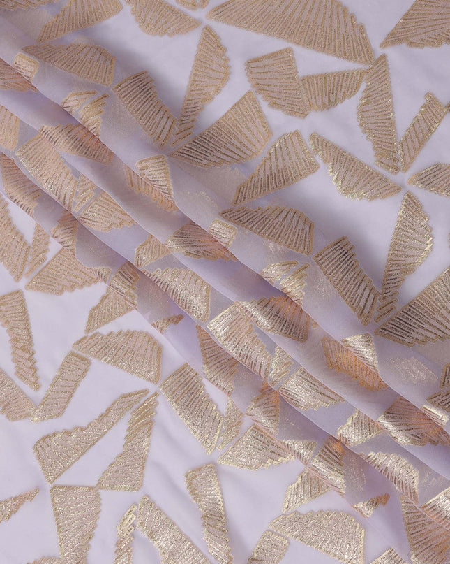 Lavender Abstract Pattern Silk Chiffon Fabric with Metallic Lurex, 110 Cms, South Korea-D25510
