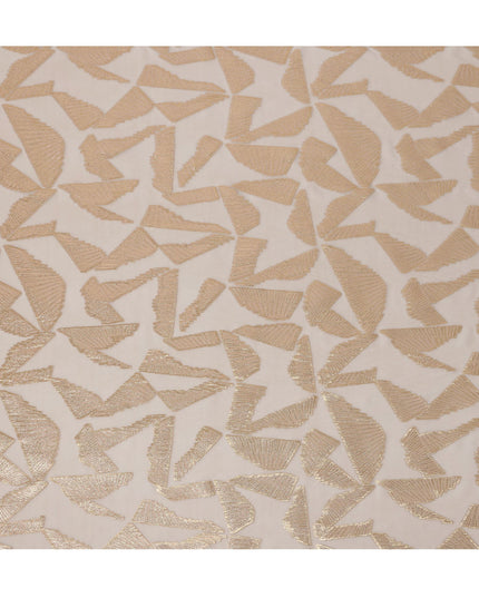 Beige Abstract Pattern Silk Chiffon Fabric with Metallic Lurex, 110 Cms, South Korea-D25509