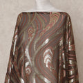 Fransawi Brown and Gold Metallic Lurex Somali Silk Chiffon Dirac Fabric – 3.5 Meters, Width 140 cm, Made in France-D24743