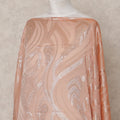 Peach Fransawi Metallic Lurex Somali Silk Chiffon Dirac Fabric – 3.5 Meters, Width 140 cm, Made in France-D24744