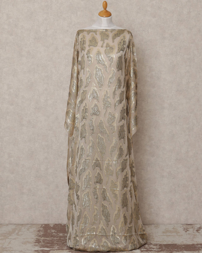 Beige Fransawi Metallic Lurex Somali Silk Chiffon Dirac Fabric – 3.5 Meters, Width 140 cm, Made in France-D24746