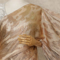 Caramel Gold Premium French Silk Chiffon Saree With Metallic Abstract Woven Design 5.5 Mtrs Length 110 Cms Width, Made in France and  Blouse Not Included-D27225