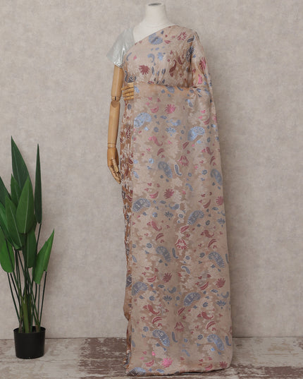 Blush Peach French Silk Chiffon Saree 5.5m