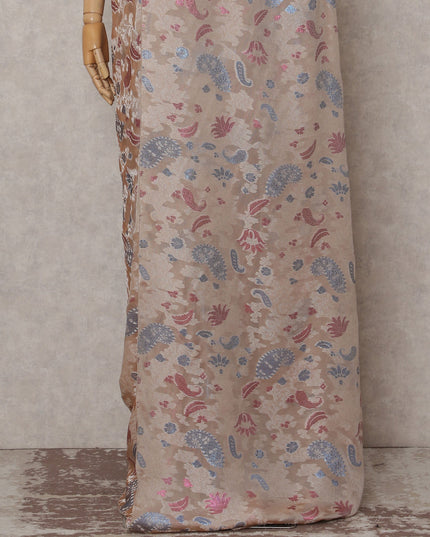 Blush Peach French Silk Chiffon Saree 5.5m