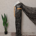 Onyx Black French Silk Chiffon Saree 5.5m