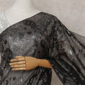 Onyx Black French Silk Chiffon Saree 5.5m