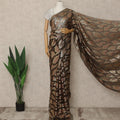 Brown Premium French Silk Chiffon Saree With Gold Woven Motif 5.5 Mtrs Length 110 Cms Width, Made in France and  Blouse Not Included-D27212