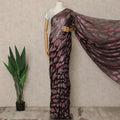 Black Premium French Silk Chiffon Saree With Rose Pink Woven Motif 5.5 Mtrs Length 110 Cms Width, Made in France and  Blouse Not Included-D27213