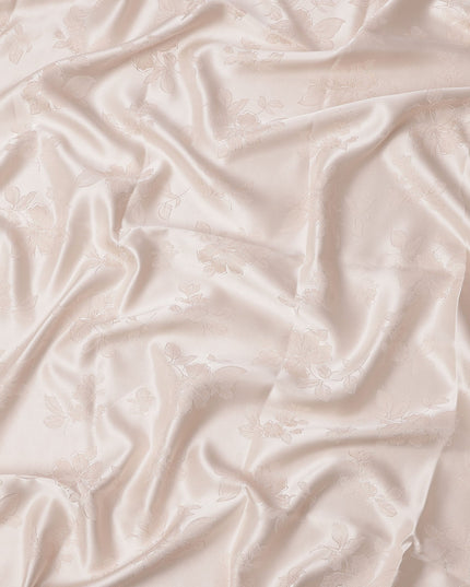 Nude Pink Floral Self-Design Pure Silk Satin Fabric 140 Cms Width Made in China-D24900