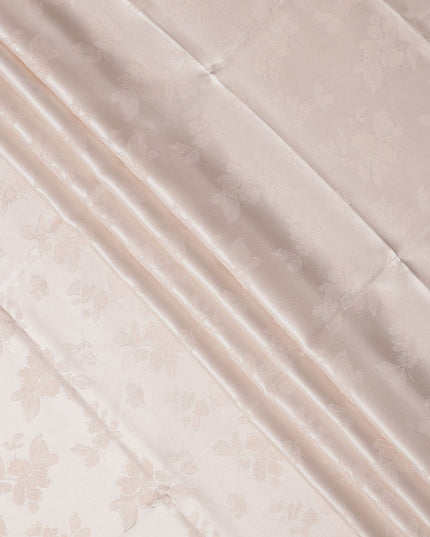 Nude Pink Floral Self-Design Pure Silk Satin Fabric 140 Cms Width Made in China-D24900