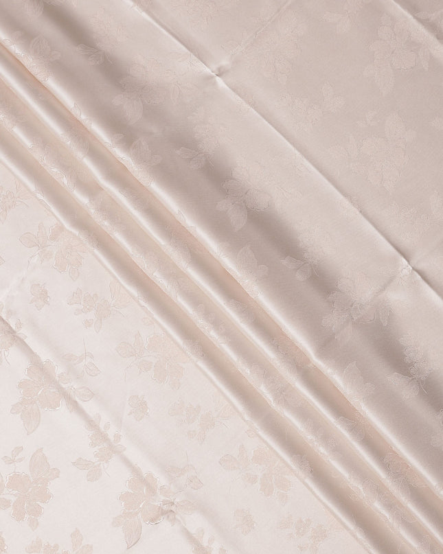 Nude Pink Floral Self-Design Pure Silk Satin Fabric 140 Cms Width Made in China-D24900