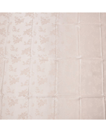 Nude Pink Floral Self-Design Pure Silk Satin Fabric 140 Cms Width Made in China-D24900