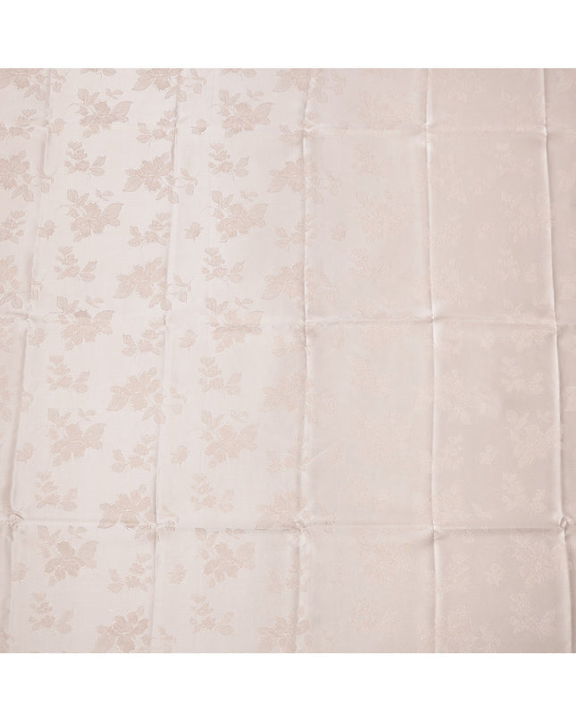 Nude Pink Floral Self-Design Pure Silk Satin Fabric 140 Cms Width Made in China-D24900
