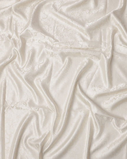 Off White Pure Silk Satin Fabric with Subtle Metallic Finish, 140 Cms Width, China-D25340