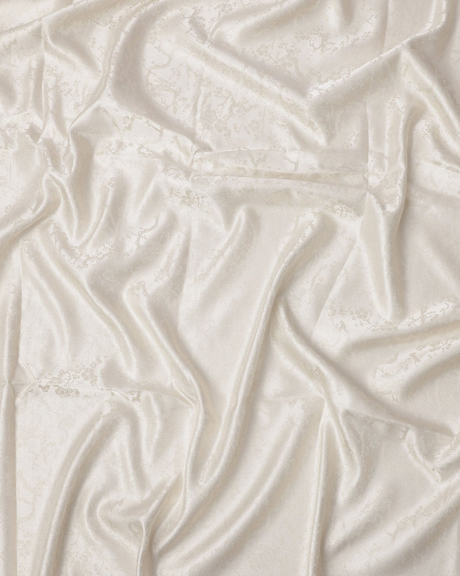 Off White Pure Silk Satin Fabric with Subtle Metallic Finish, 140 Cms Width, China-D25340