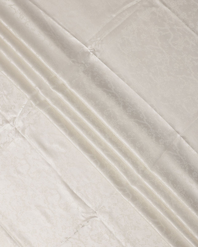 Off White Pure Silk Satin Fabric with Subtle Metallic Finish, 140 Cms Width, China-D25340